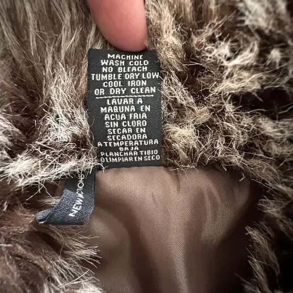 New Directions Brown Puffer Vest W/ Faux Fur Collar And Ruffle Detail Womens XL - Picture 9 of 12